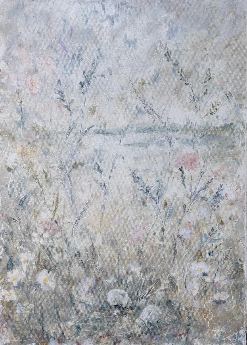 Vildblommornas sång - Olja - Impressionism av Selene Caspian