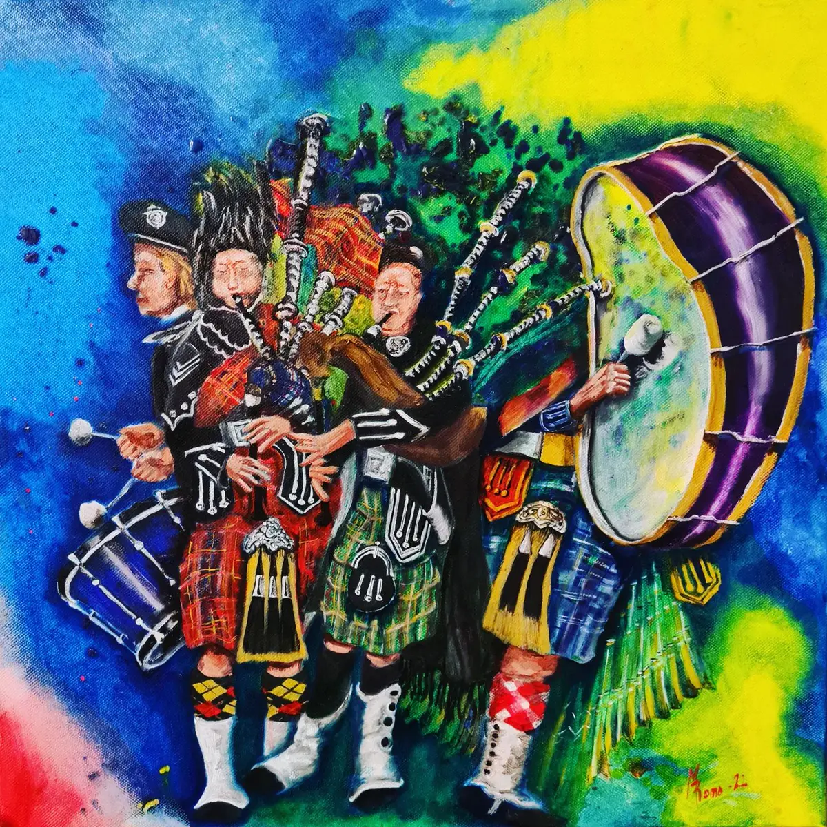 218-22 Bagpipe - Olja - Surrealism - 50×50 cm av MRomo
