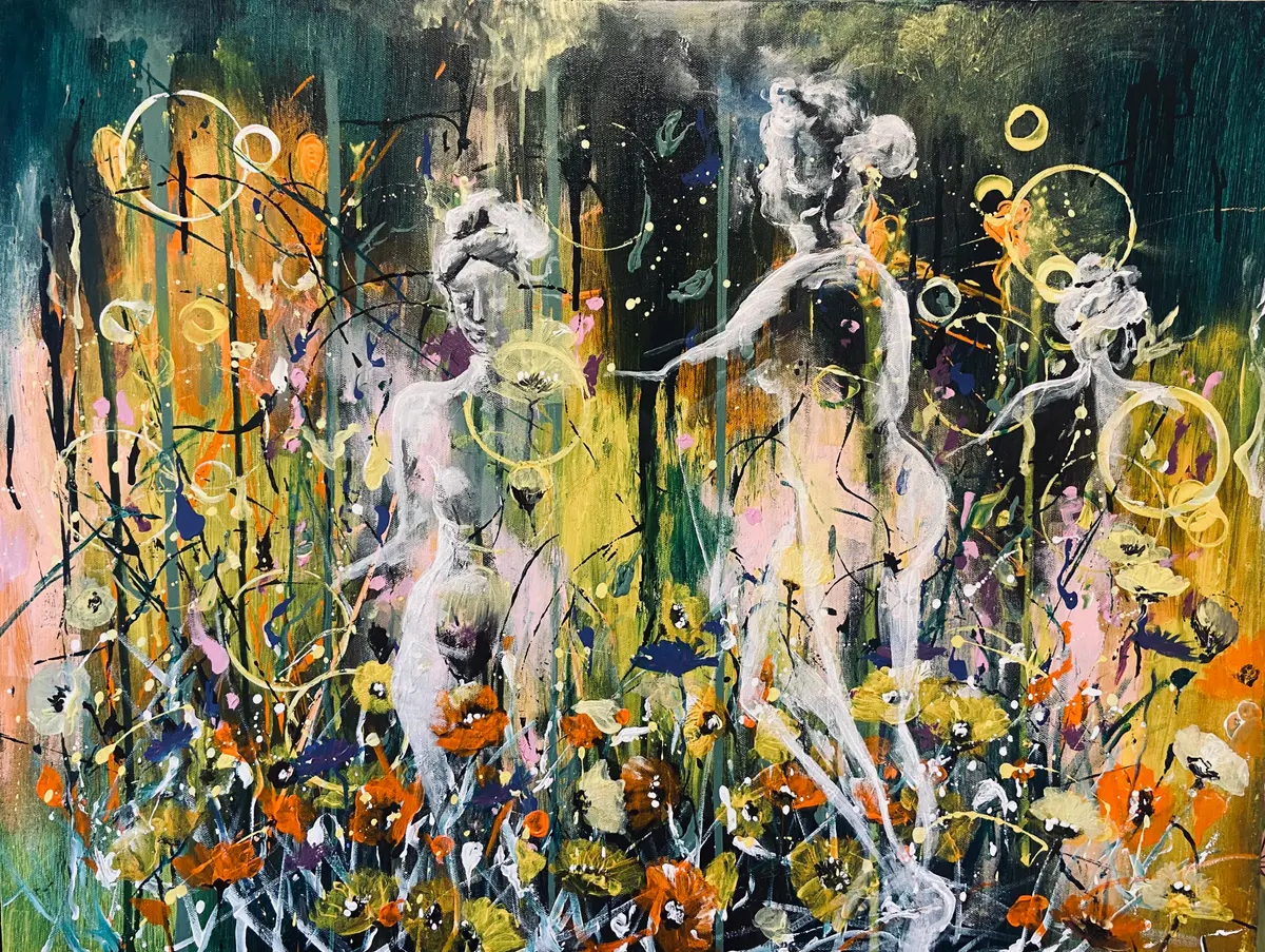 blomsterskuggor 3 - Akryl - Abstract - 80×60 cm av Lei Shen