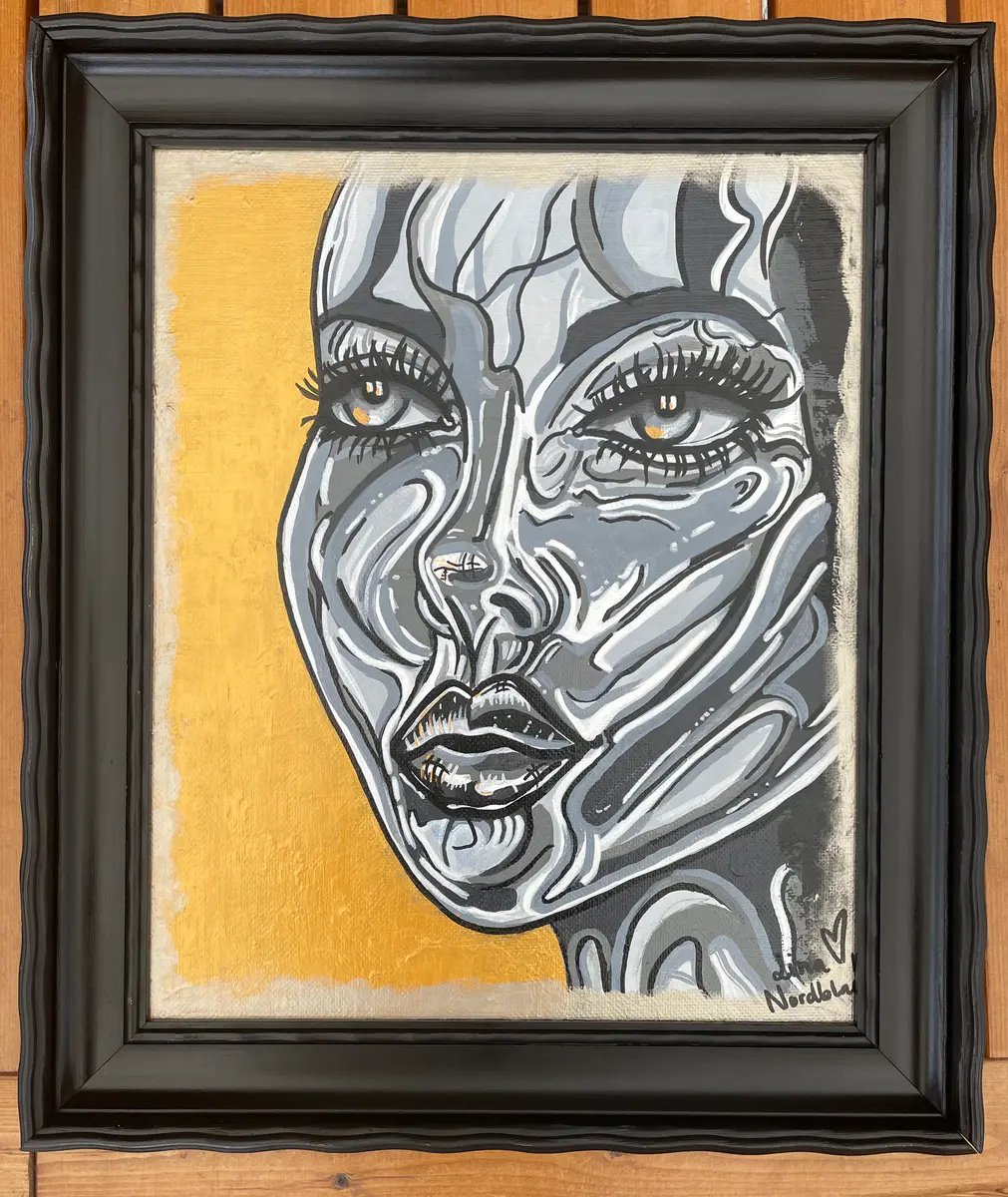 Chrome crush - Akryl - Abstract Expressionism - 38×46 cm av Lina A Nordblad