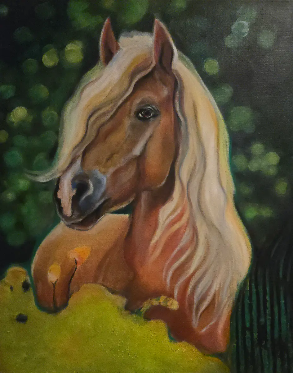 Palomino i Sommarljus - Olja - Conceptual - 35×45 cm av Linea Art